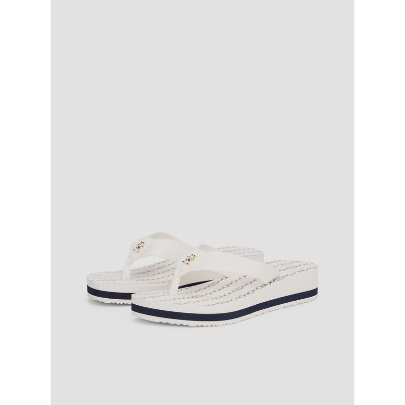 TOMMY HILFIGER - Sandalias De Cuña Con Monograma Th Blanco Tommy Hilfiger
