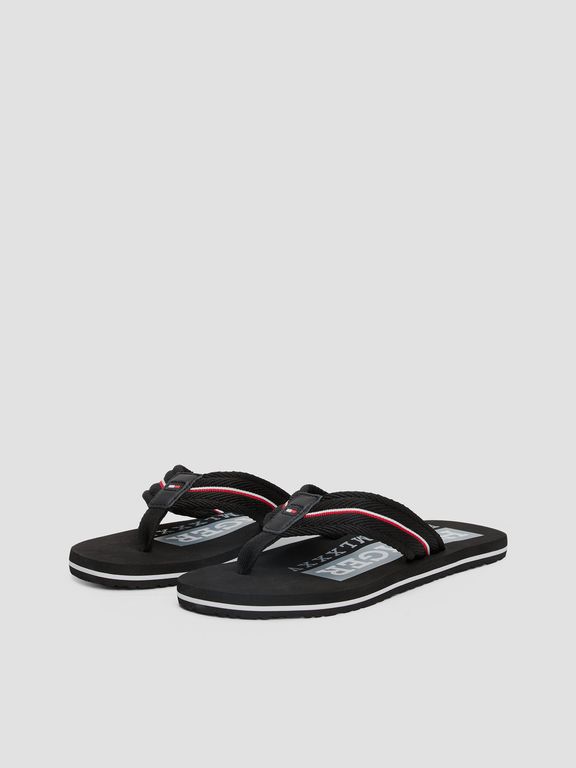 Sandalias Con Cinta Distintiva Negro