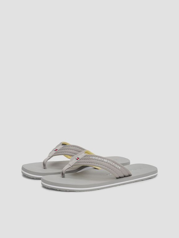 Sandalias De Tela Trenzada Con Logo Gris