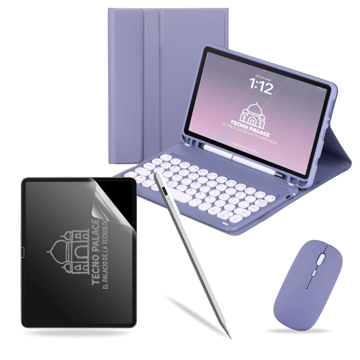 GENERICO - Pack Funda Teclado 2.0 + Mouse + Lápiz + Paperlike para iPad Air 11