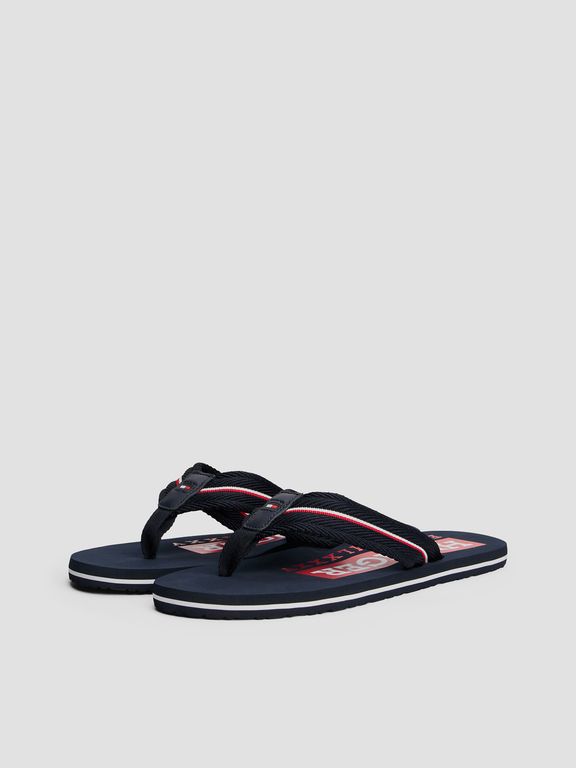 Sandalias Con Cinta Distintiva Azul