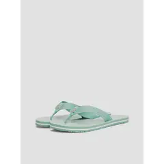 TOMMY HILFIGER - Sandalias De Tejido Trenzado Con Logo Y Rayas Verde