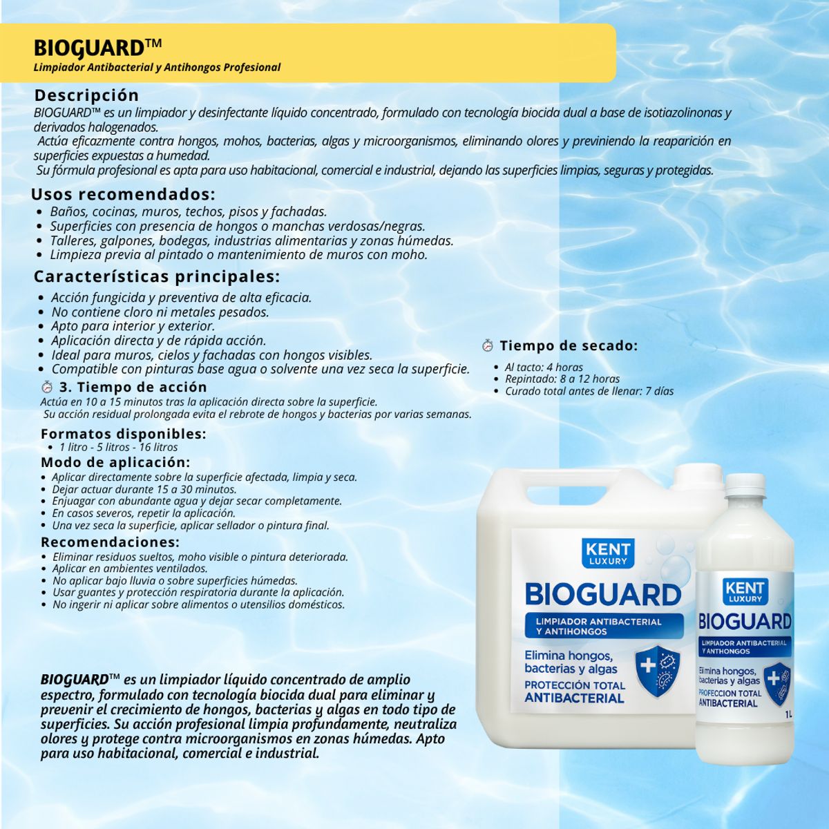 GENERICO - BIO-GUARD™ – Limpiador Antibacterial y Antihongos - 5 LITRO