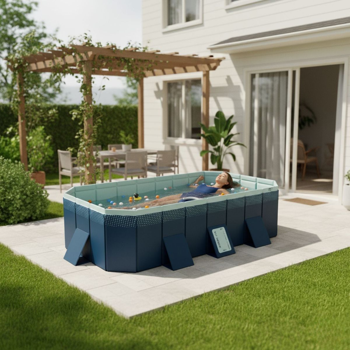 BABYLUNA - Piscina Rectangular Desmontable Familiar PVC Dura 265x164cm