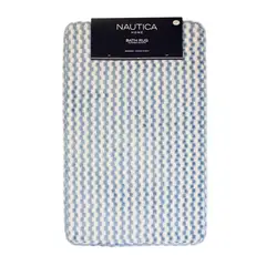 NAUTICA - Alfombra de Baño Memory Foam 50x80 cm con diseño cuadros azul