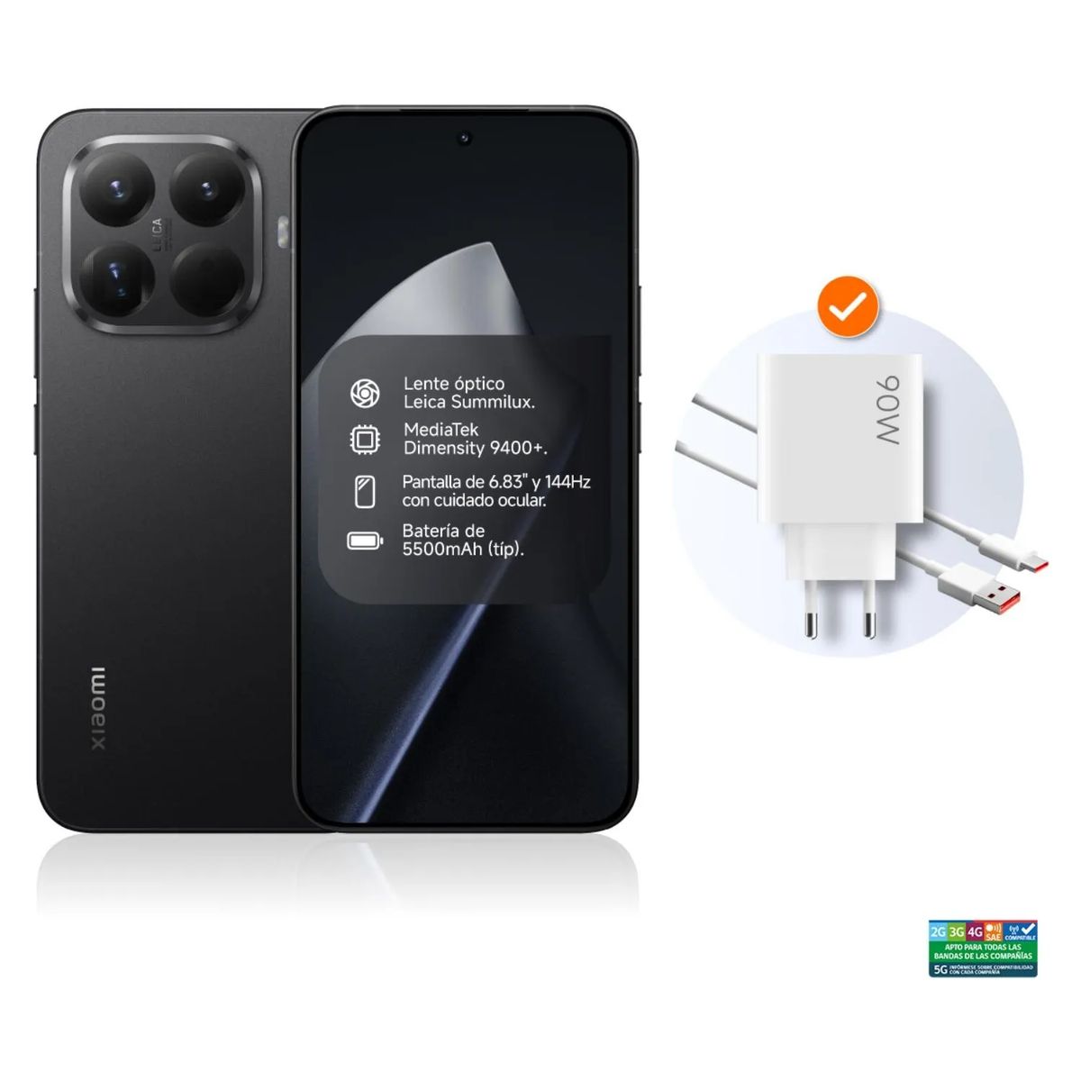 XIAOMI - Xiaomi 15T Pro 12G RAM+ 512G Triple Cámara Leica Resistente agua IP68  Negro