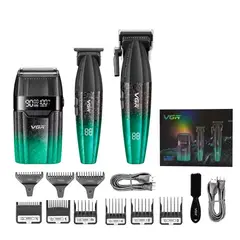 VGR - Barber Combo V-640S3 Cortadora, Patillera y Afeitadora 3 en 1 Azul