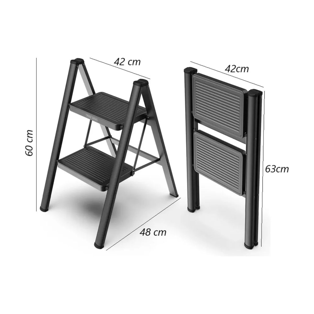 GENERICO - Escaleras Plegables Escaleras Multiproposito Metálica 2nivel Negro.