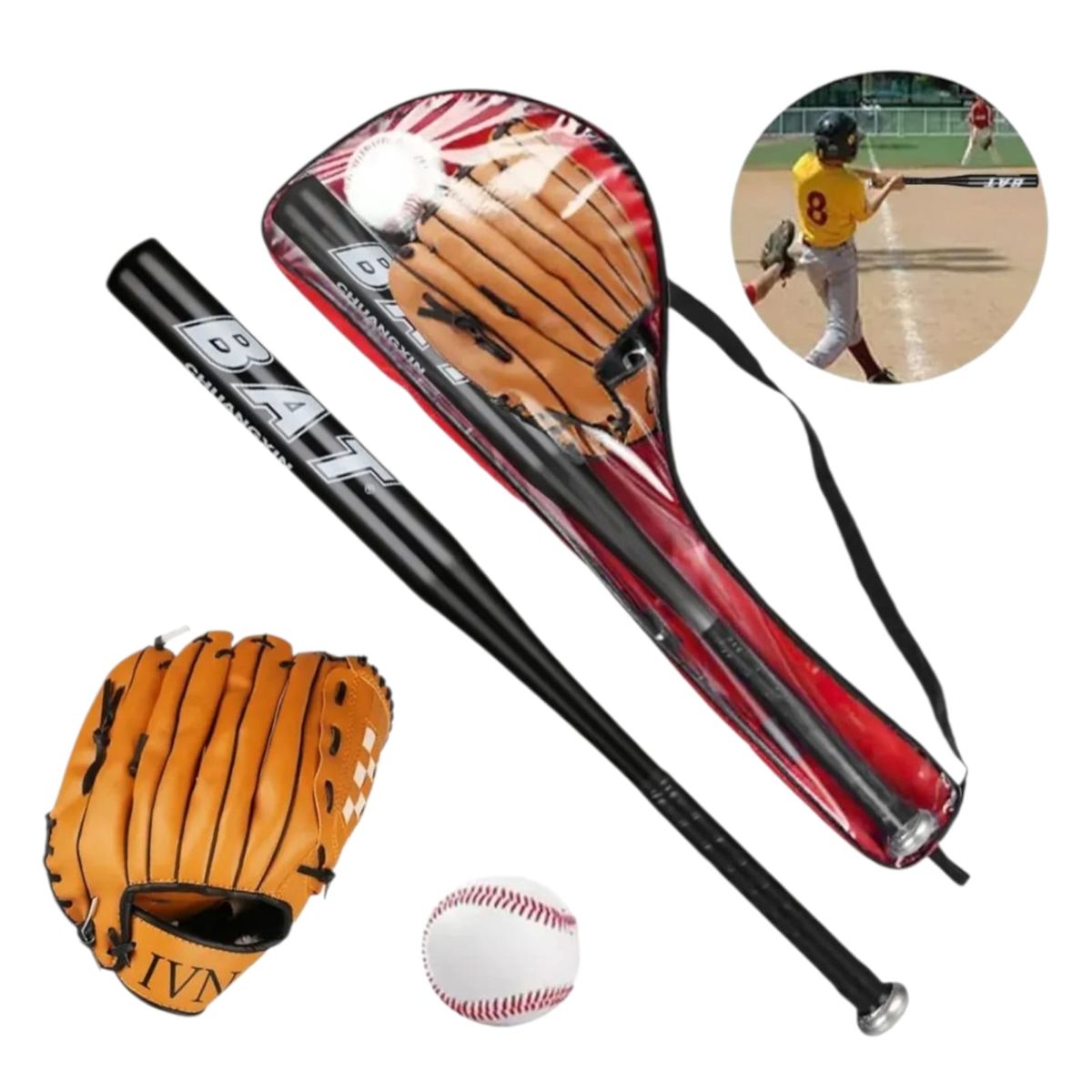 GENERICO - Set De Béisbol Bate De Aluminio Cpelota Y Guante Infantil