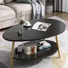 GENERICO - Mesa De Centro Ovalada Negra Negro