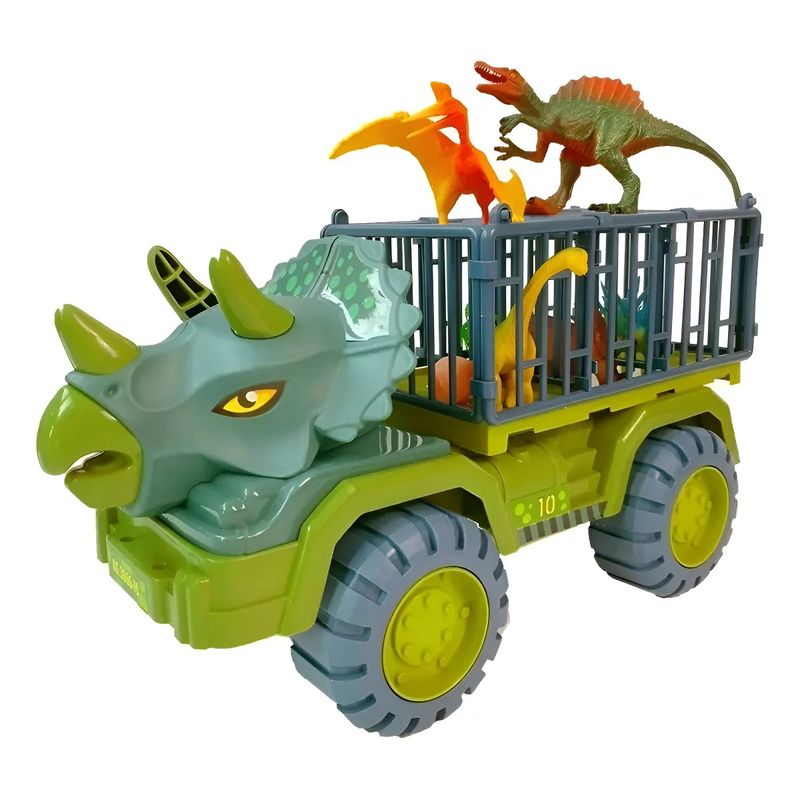 GENERICO - Camion Dinosaurio Transporte 2 Dinosaurios 1 Huevo Verde Claro