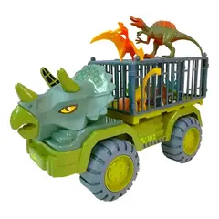 GENERICO - Camion Dinosaurio Transporte 2 Dinosaurios 1 Huevo Verde Claro
