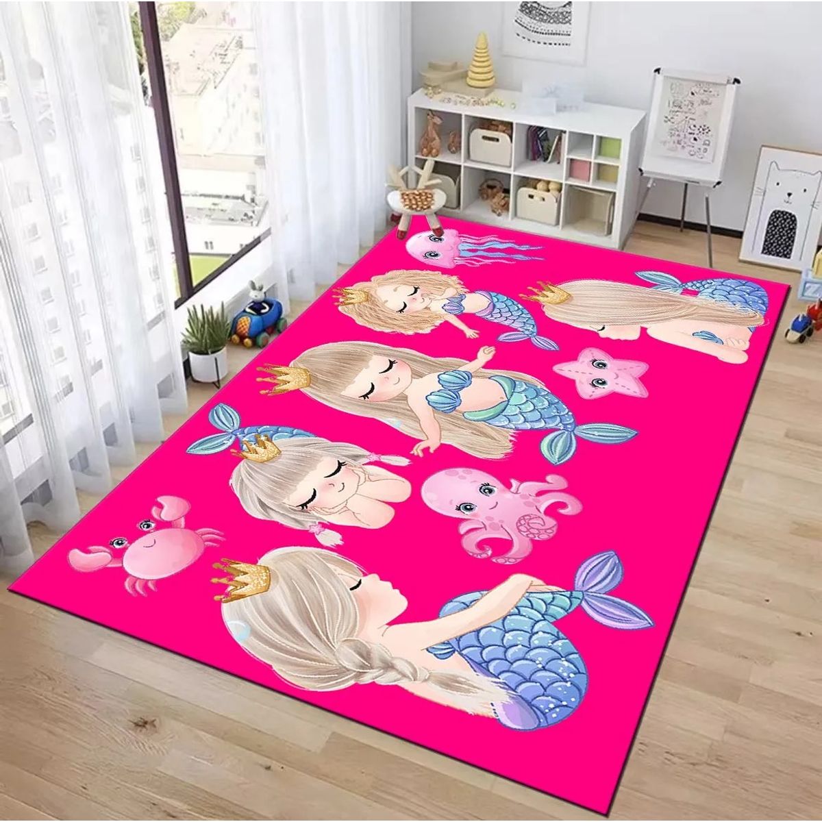 GENERICO - ALFOMBRA INFANTIL CON DISEÑO DE FUCSIA SIRENA 120X160CM WYM