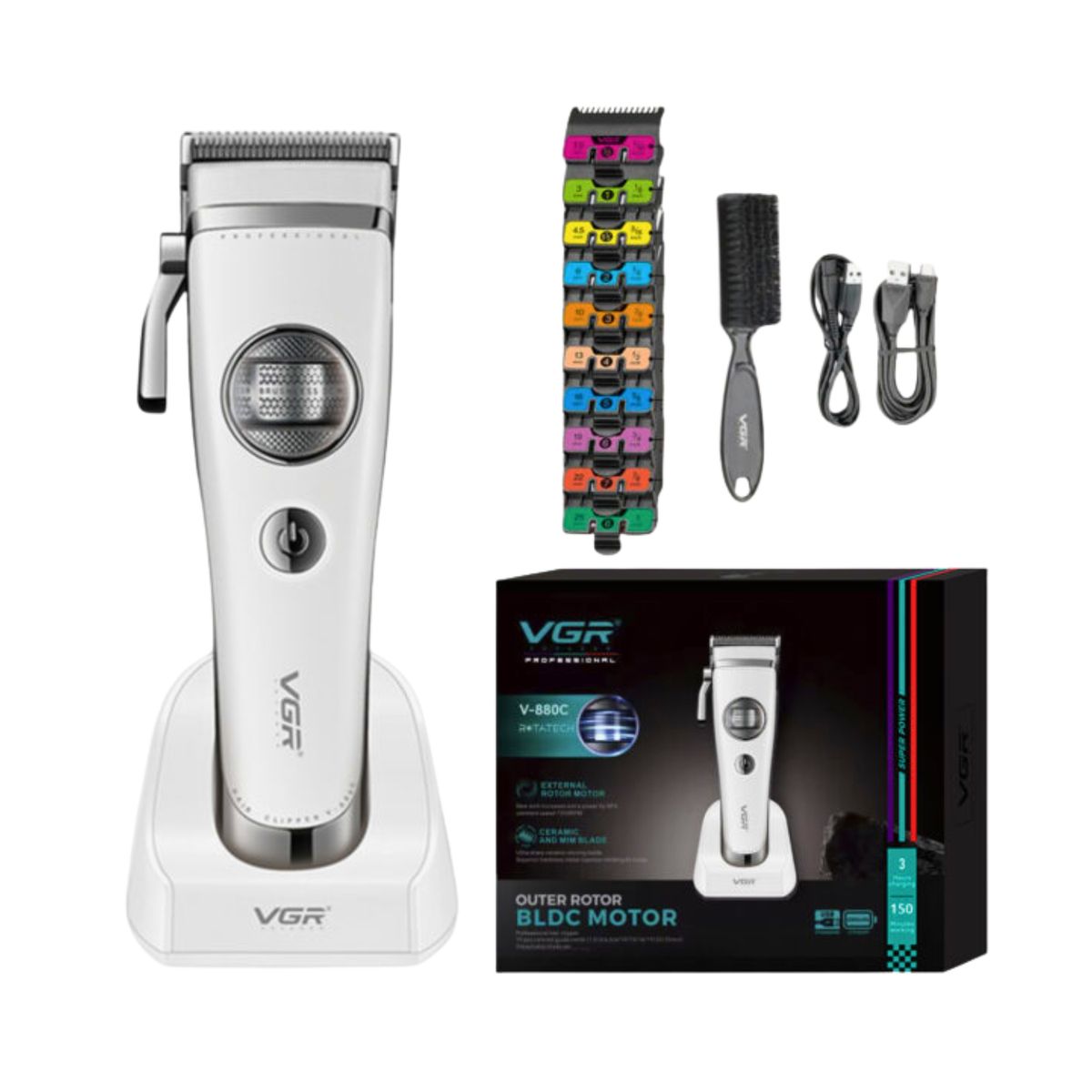 VGR - VGR V-880C Maquina Cortapelo Profesional 7200RPM Blanco