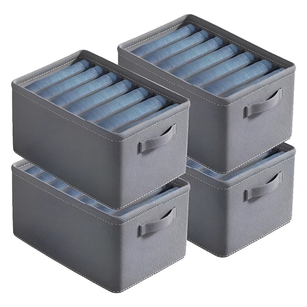 GENERICO - 4pcs Cajas De Almacenamiento Para Vaqueros Suéter Grueso Gris Oscuro