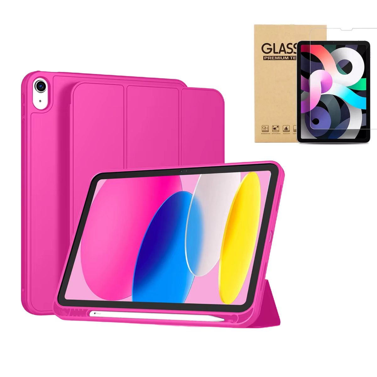 GENERICO - Fundas iPad Más Lámina De Vidrio Para iPad Mini 6-7 A17Pro - Fucsia
