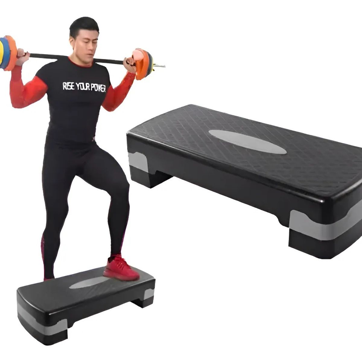 GENERICO - Step Aerobico 2 Niveles Antideslizante Yoga Pilates Fitness Negro