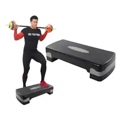 GENERICO - Step Aerobico 2 Niveles Antideslizante Yoga Pilates Fitness Negro