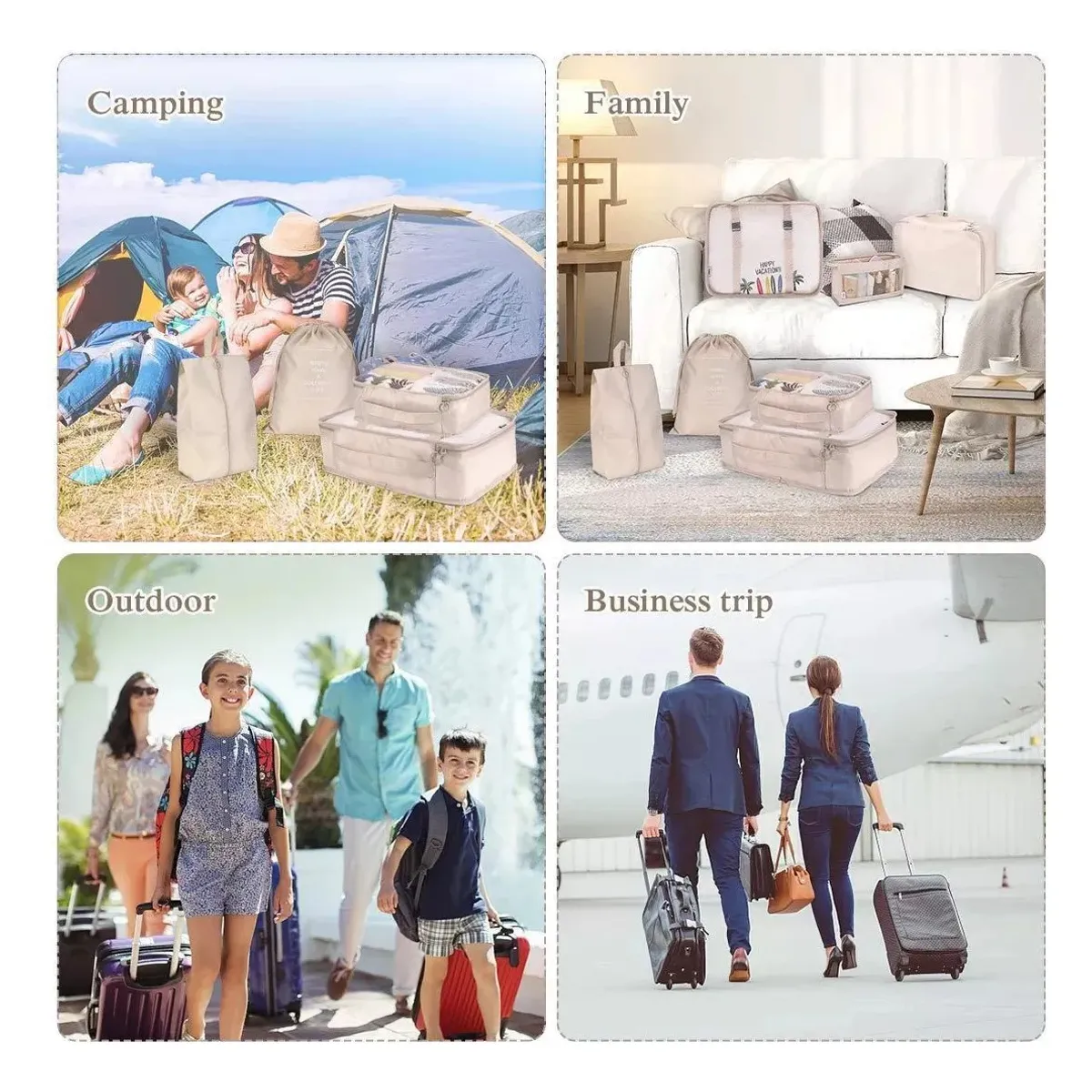 GENERICO - Organizador Maleta Set 8 Bolsas Viaje Equipaje Gris