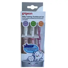PIGEON - PACK 3 CEPILLOS DE DIENTES ROSA PARA ENTRENAMIENTO DEL BEBE