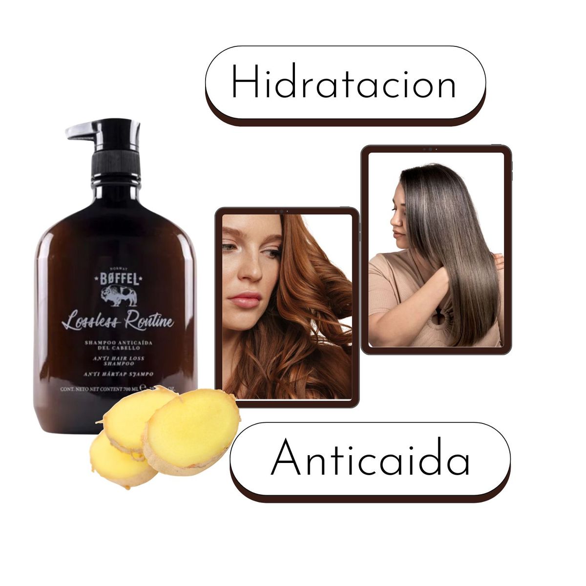 BOFFEL - Shampoo Boffel Lossless Rontine 700ml Anticaida Fortalece Estimulante