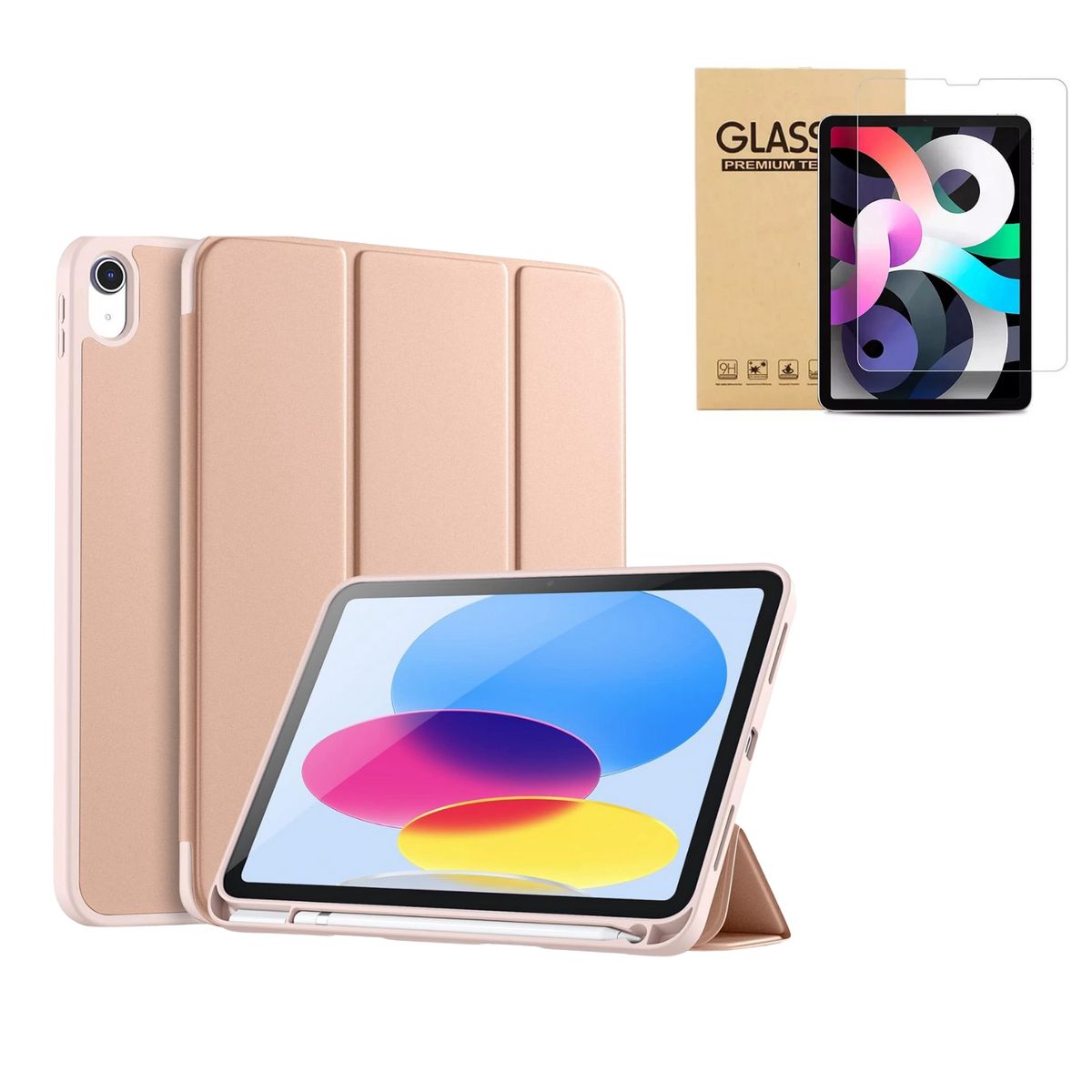 GENERICO - Fundas iPad Más Lámina De Vidrio Para iPad Air 11 M2 / M3 - Rose Gold