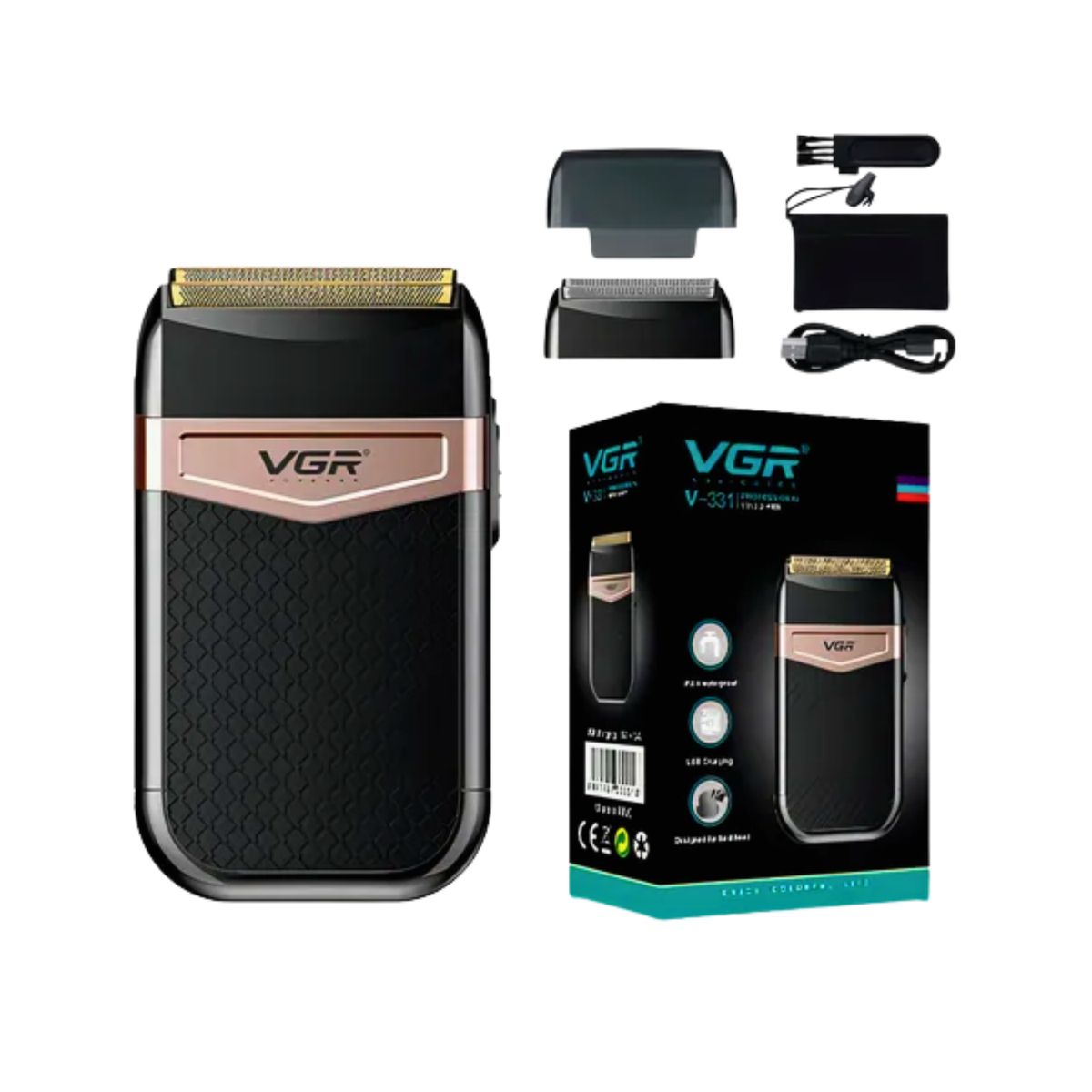 VGR - Afeitadora VGR V-331 Recargable Resistente al Agua IPX4