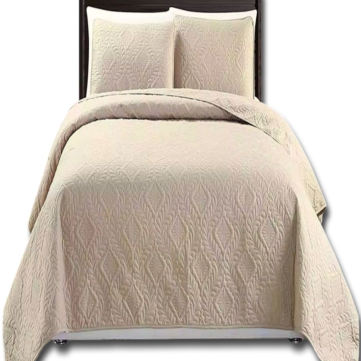 GENERICO - CUBRECAMA QUILT DE VERANO ELEGANTE KING - SUPER KING 250 CM X 270 CM BEIGE