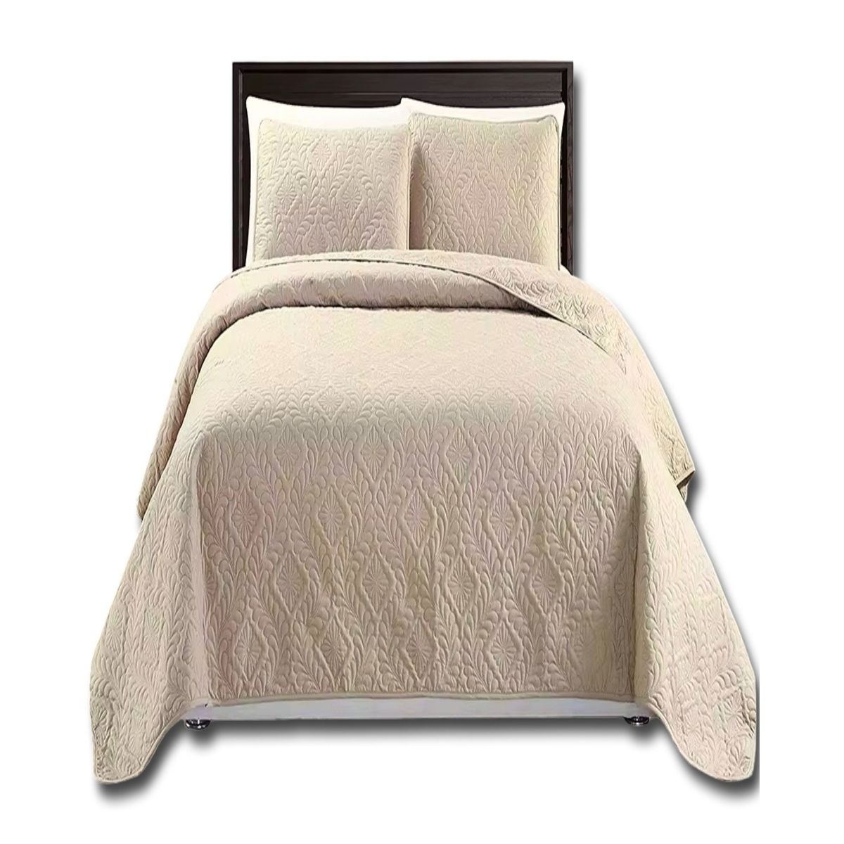 GENERICO - CUBRECAMA QUILT DE VERANO ELEGANTE KING - SUPER KING 250 CM X 270 CM BEIGE