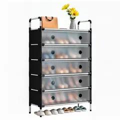 GENERICO - ZAPATERO MULTIFUNCIONAL - 6 NIVELES NEGRO 63*28*110CM - Negro