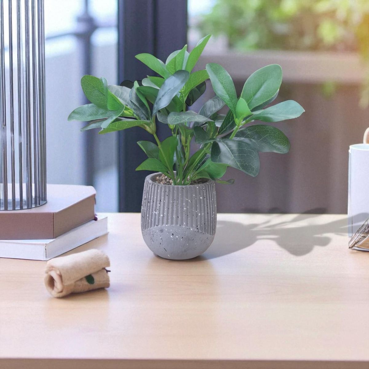 GENERICO - Planta Artificial Tipo Ficus 30 Cm Con Maceta Decorativa
