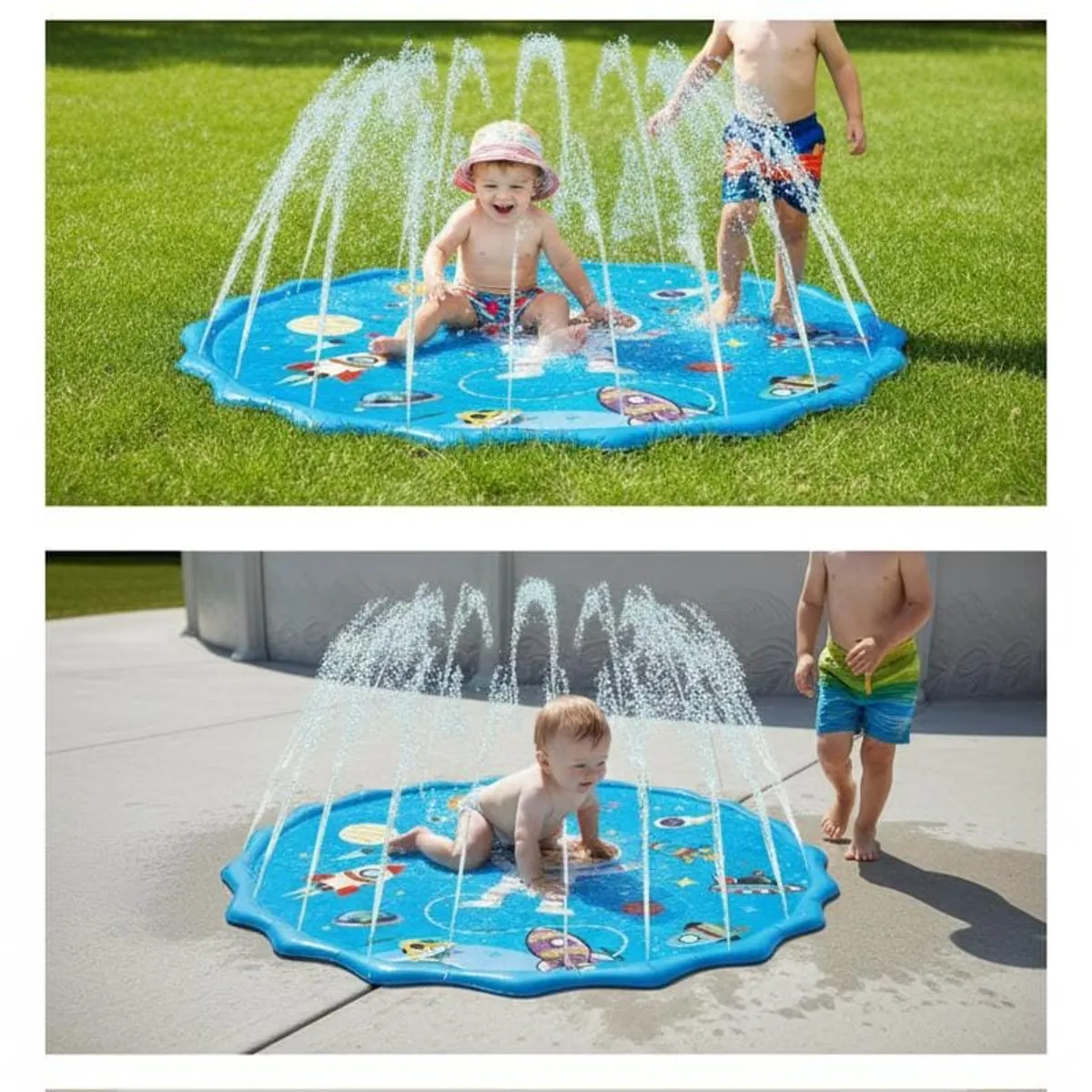 GENERICO - Alfombra rociadora de agua 170 cm juegos exteriores para niños azul