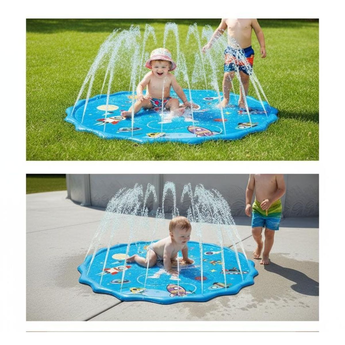 GENERICO - Alfombra rociadora de agua 170 cm juegos exteriores para niños azul