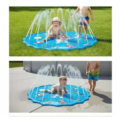 GENERICO - Alfombra rociadora de agua 170 cm juegos exteriores para niños azul