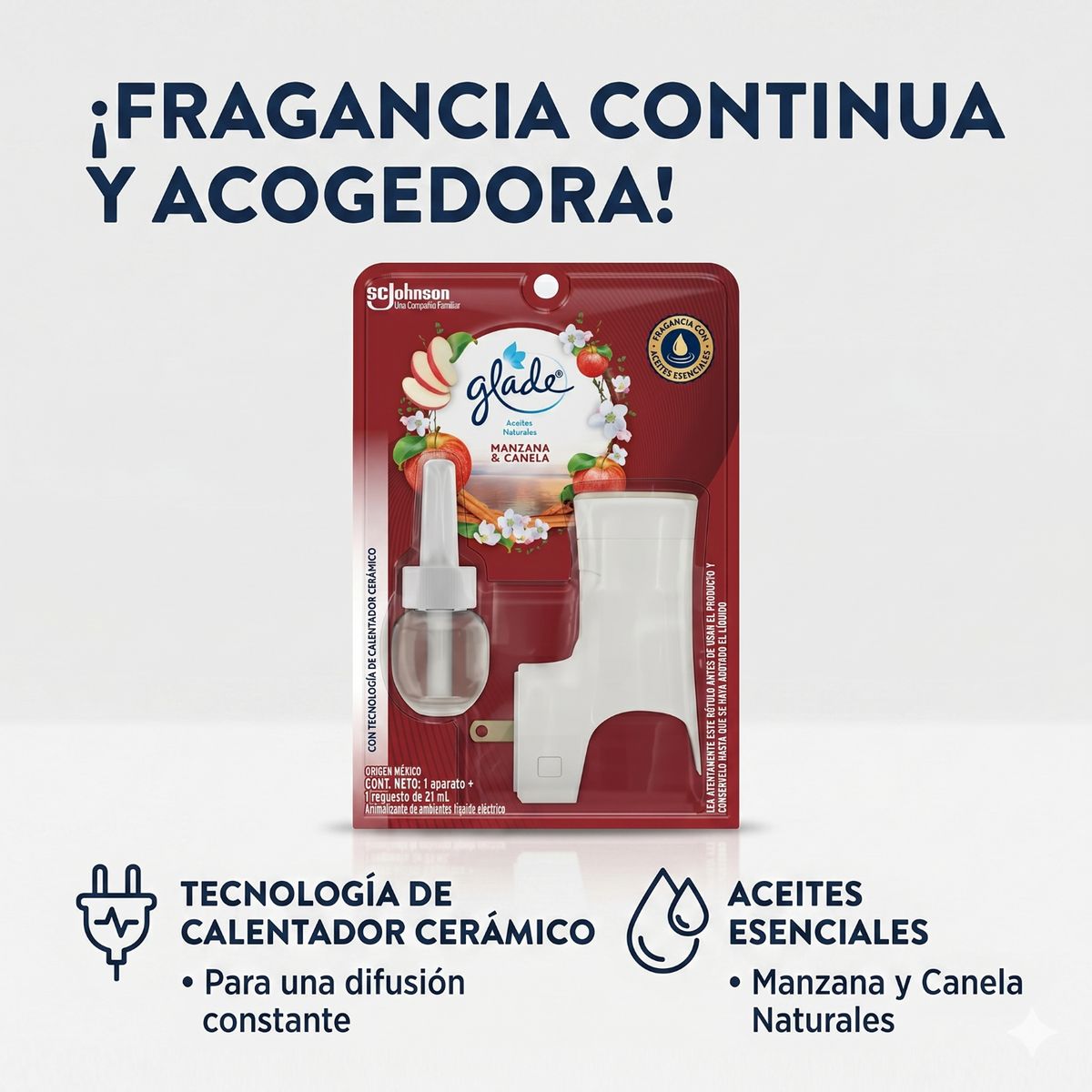 GLADE - Glade Manzana y Canela Aparato + Repuesto 21 ml