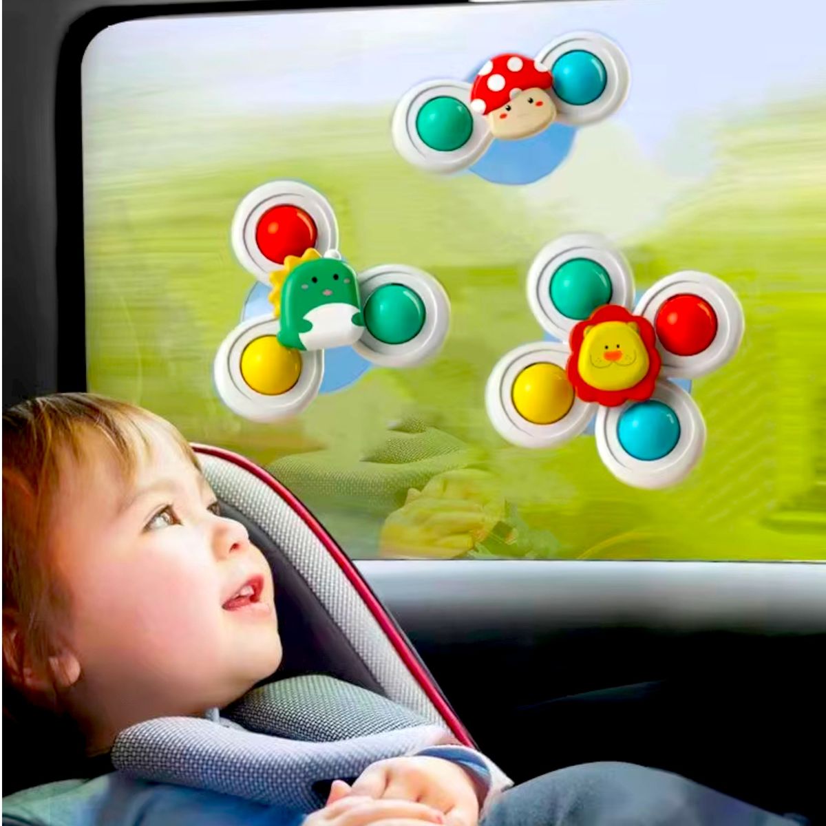 GENERICO - Juguetes Giratorios Spinner Con Ventosas Para Bebés Pack X3