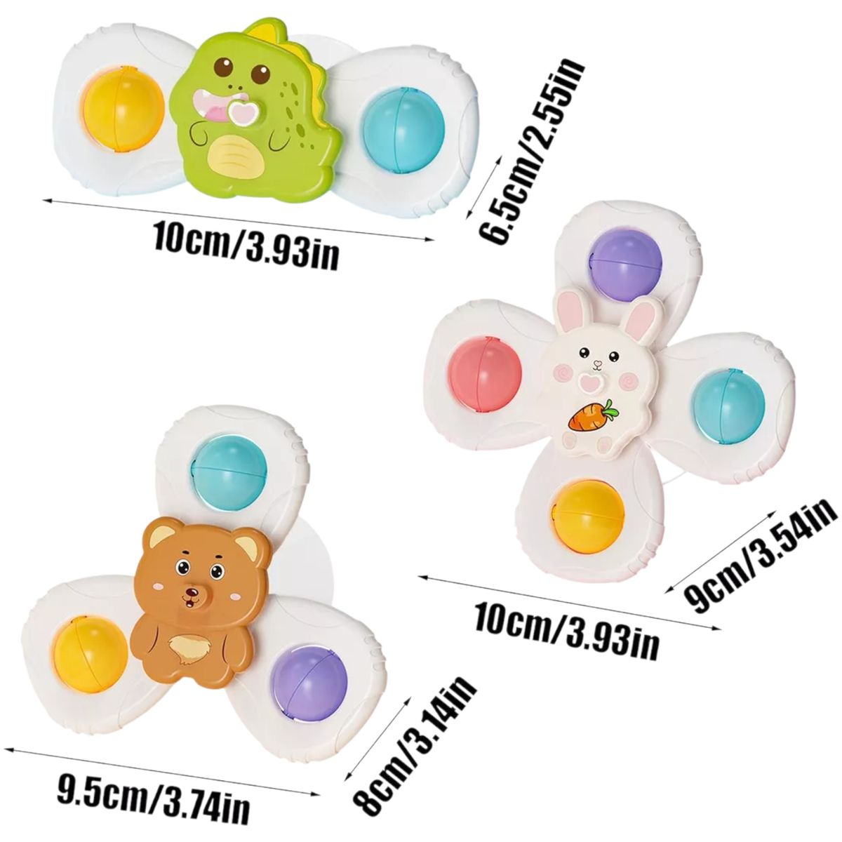 GENERICO - Juguetes Giratorios Spinner Con Ventosas Para Bebés Pack X3