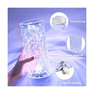 Imagen 2 del producto Lámpara Velador Adorno Cristal Diamante Acrílico Táctil Usb