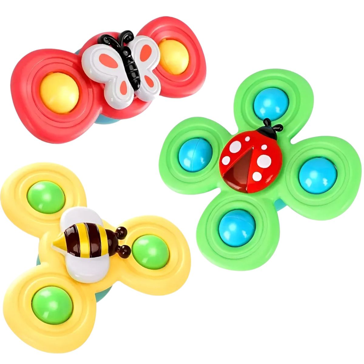 GENERICO - Juguetes Giratorios Spinner Con Ventosas Para Bebés Pack X3