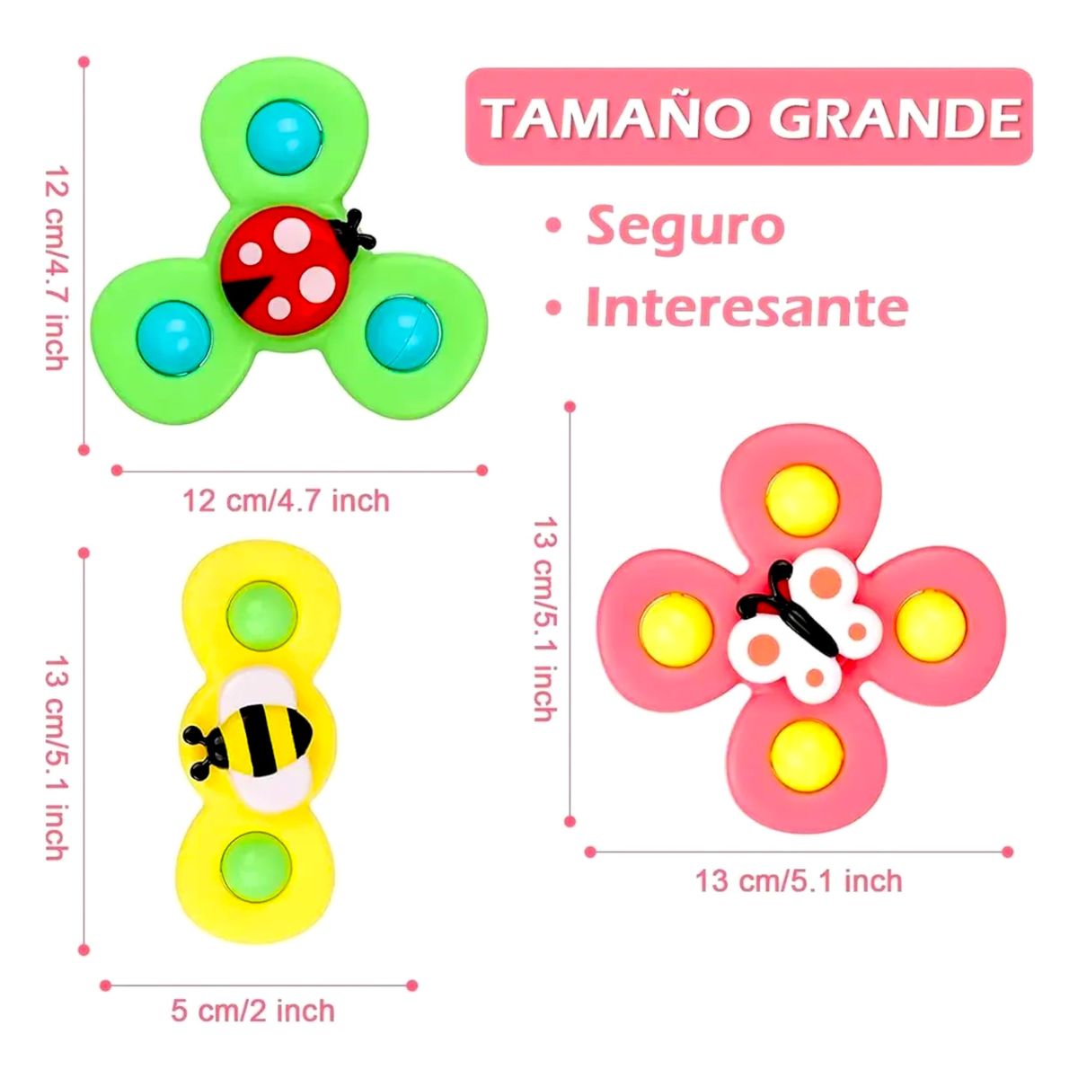 GENERICO - Juguetes Giratorios Spinner Con Ventosas Para Bebés Pack X3