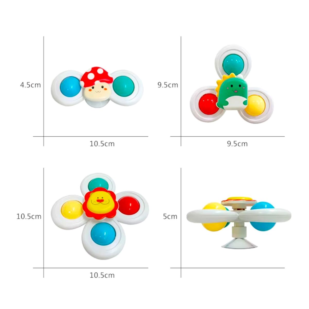 GENERICO - Juguetes Giratorios Spinner Con Ventosas Para Bebés Pack X3