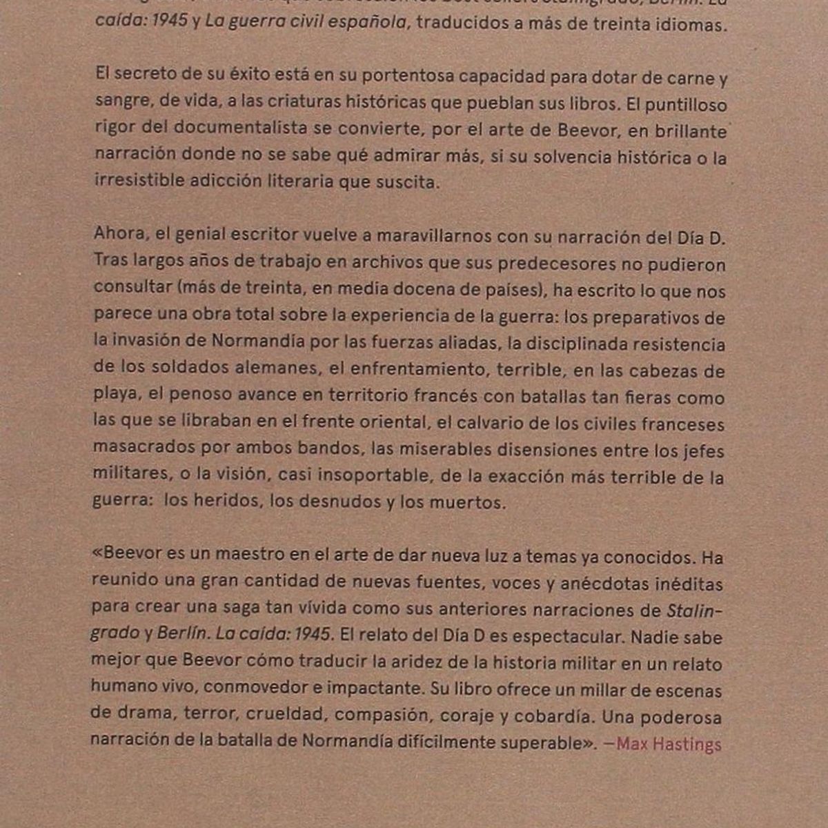 CRITICA - El Día D La batalla da Normandía Crítica Antony Beevor