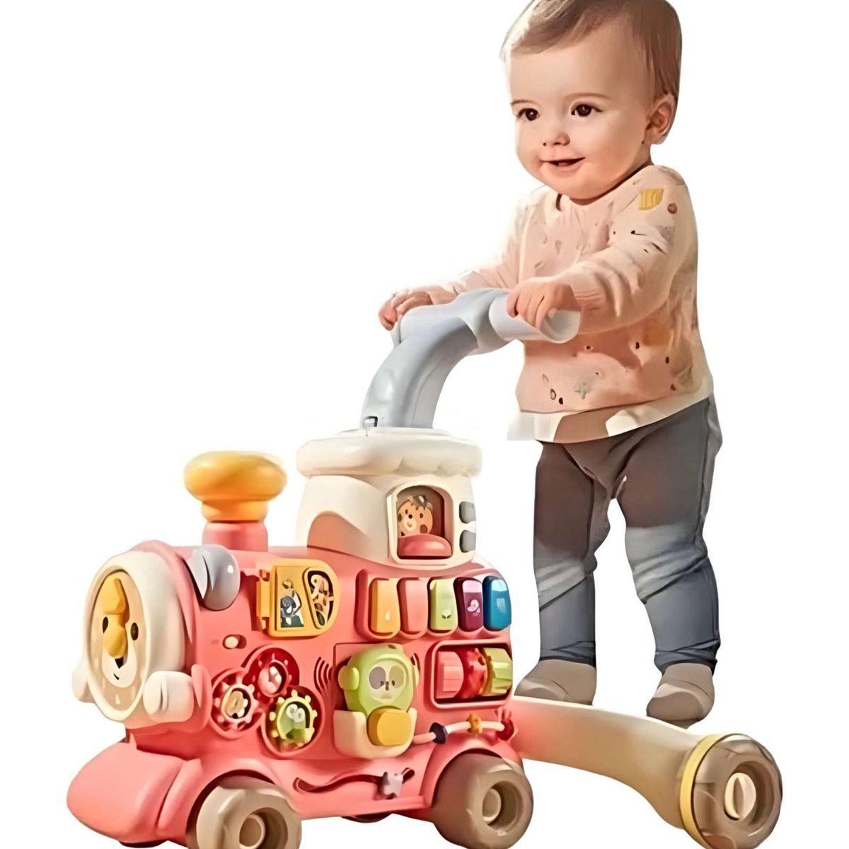 GENERICO - Correpasillo andador  trencito musical infantil 5 en 1 Rosa