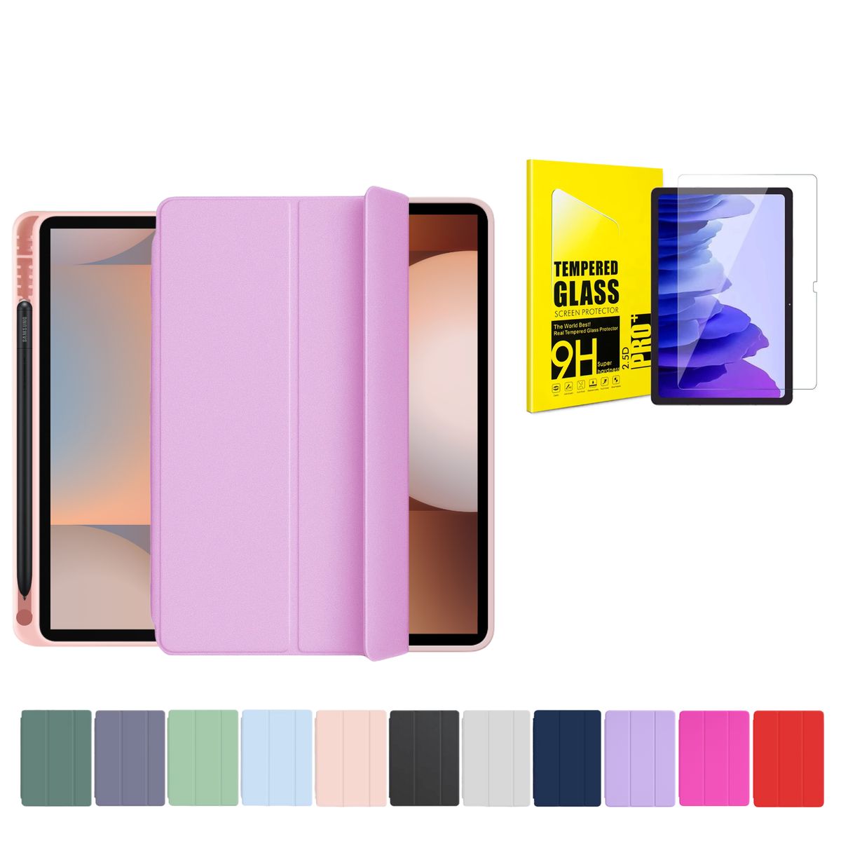 GENERICO - Funda Más Lámina De Vidrio Para Galaxy Tab S6 Lite - Rosado