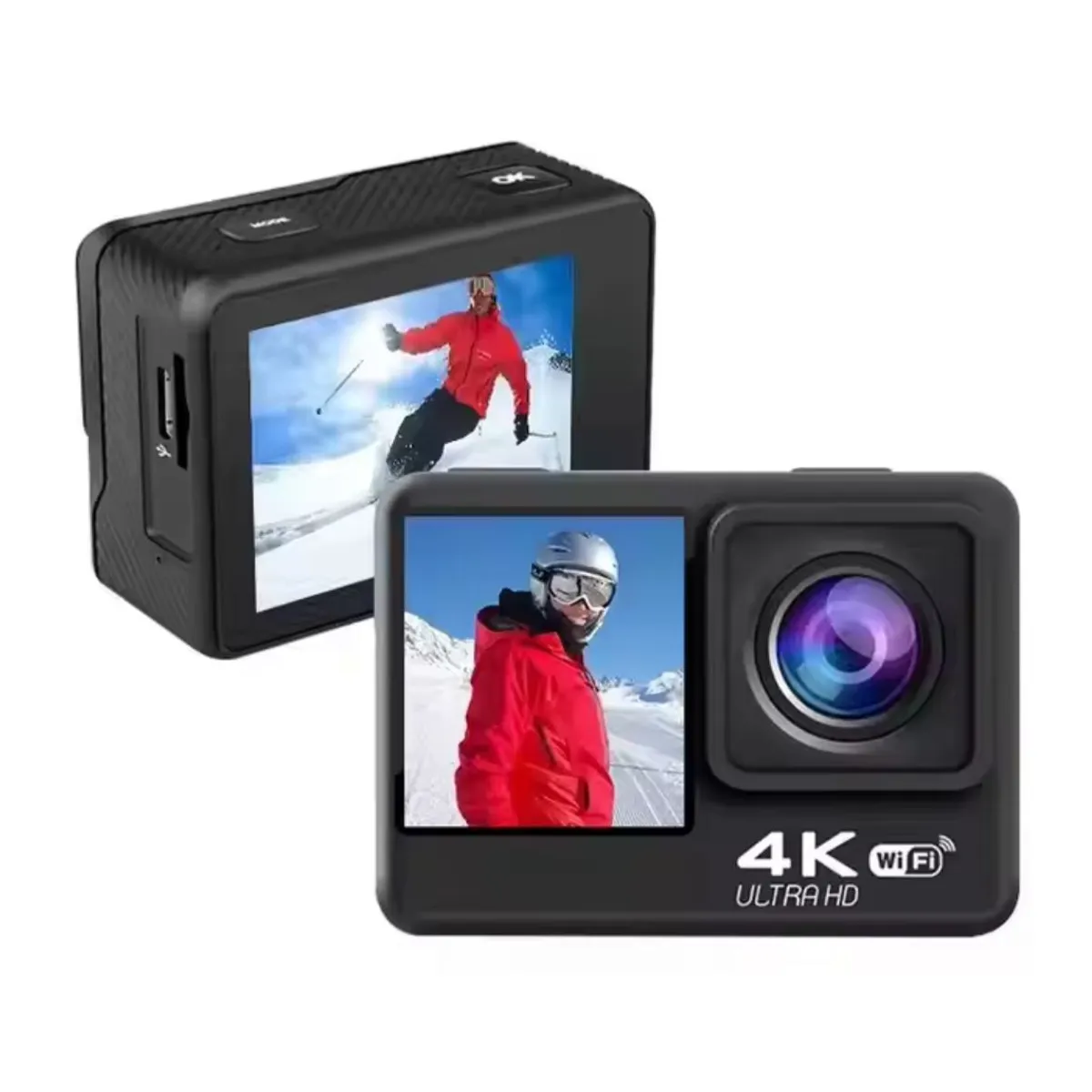 GENERICO - Cámara Deportiva 4k 60/30fps Uhd 2 Pantallas Sumergible 20mp
