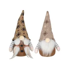 GENERICO - 2 Piezas Adorno Navideño: Gorro Nieve Tejido + Rudolph Sin Rostro para Árbol y Hogar