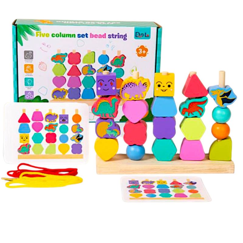 GENERICO - juguete de enhebrar y apilar FRUTAS De Madera Para Niños