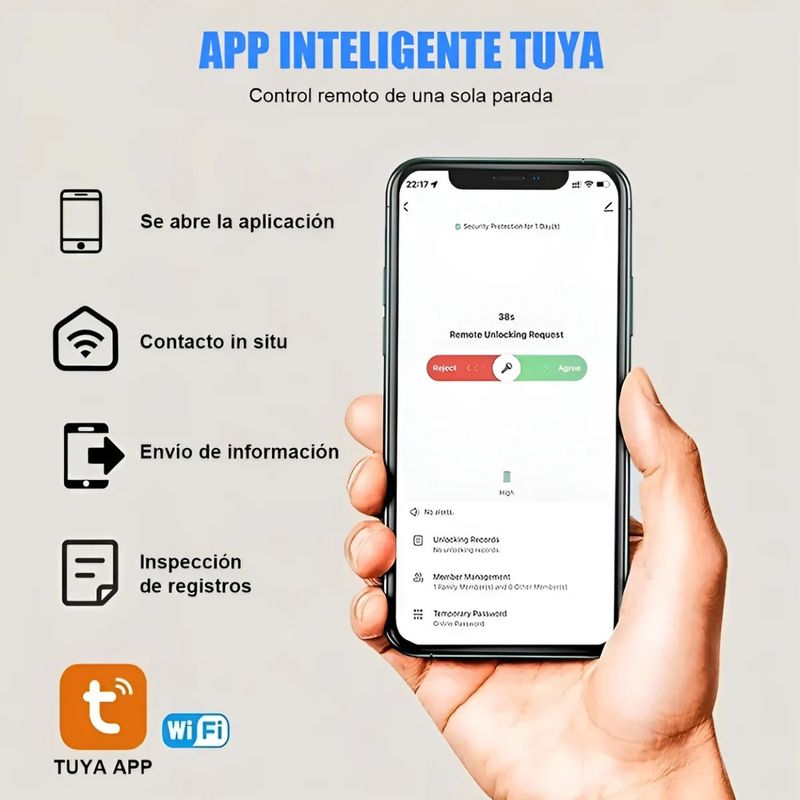 GENERICO - Cerradura Electrónica Inteligente Huella Digital Tuya Wifi