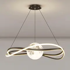 TATEE - Lámpara de araña de luna Iluminación tricolor Negro 60 CM