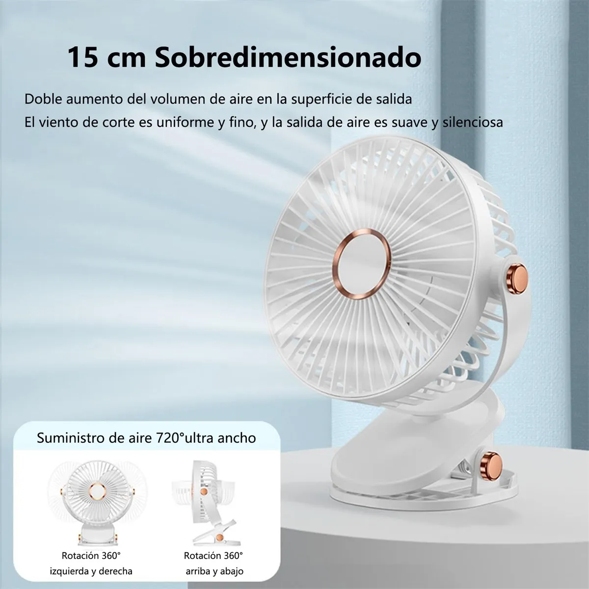 GENERICO - 5 Velocidades Viento Fuerte Y Ventilador De Mesa Portátil Blanco